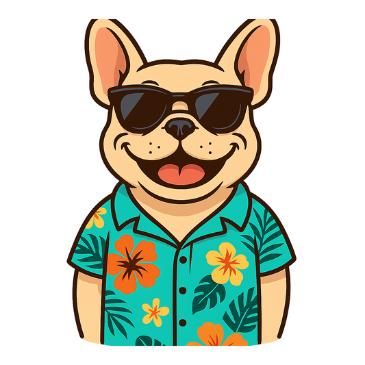 Tropical Cream French Bulldog - Bordered Artwork