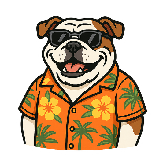 Tropical English Bulldog - Bordered Artwork