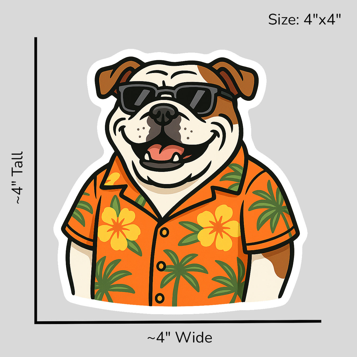 Tropical English Bulldog - Size Reference Mockup
