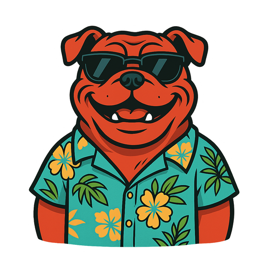 Tropical Red English Bulldog - Bordered Artwork