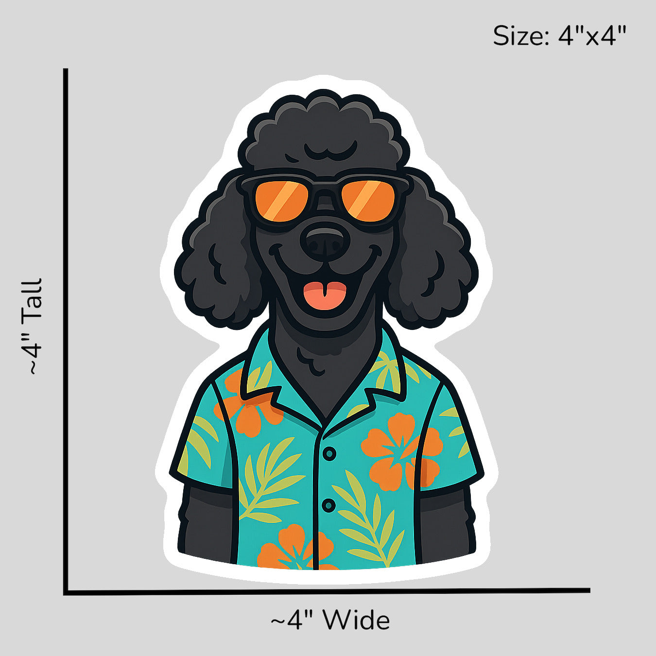 Tropical Black Poodle - Size Reference Mockup