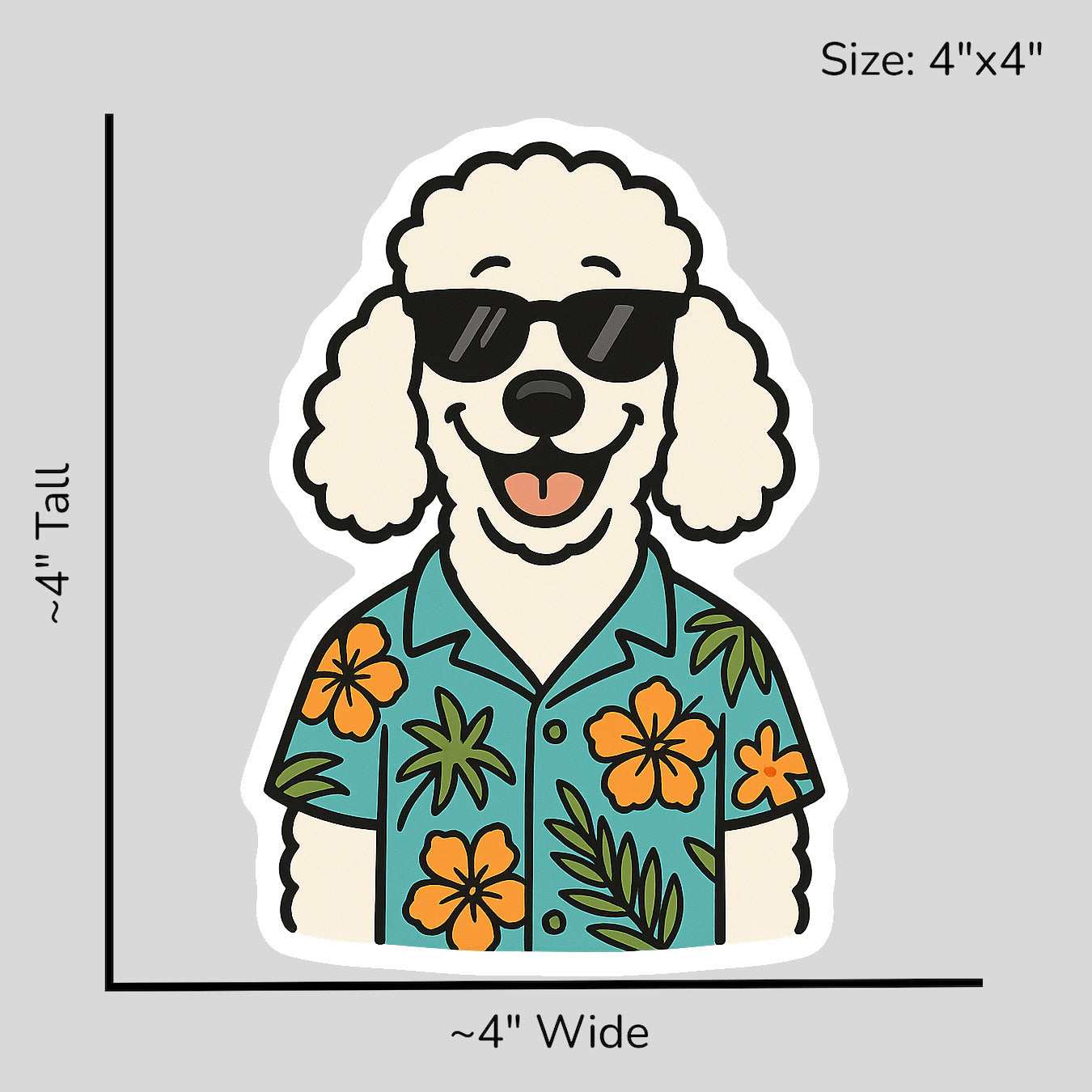 Tropical White Poodle - Size Reference Mockup