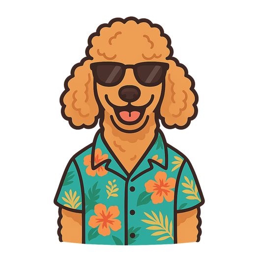 Tropical Apricot Poodle - Bordered Artwork