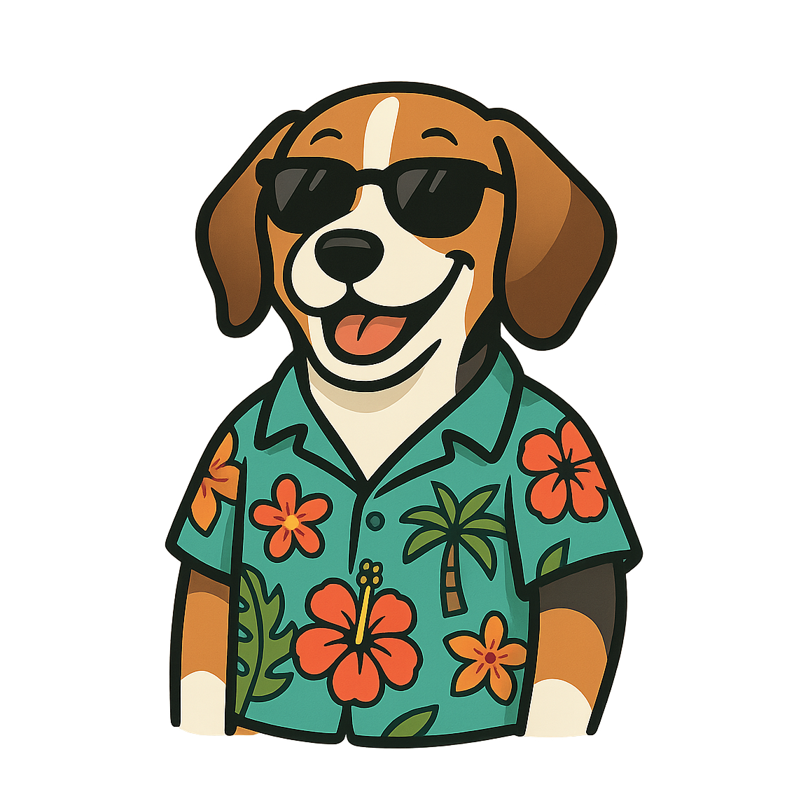 Tropical Tricolor Beagle - Bordered Artwork