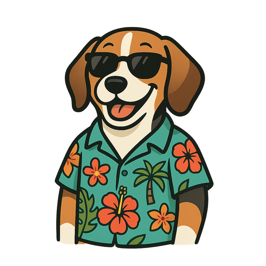Tropical Tricolor Beagle - Bordered Artwork
