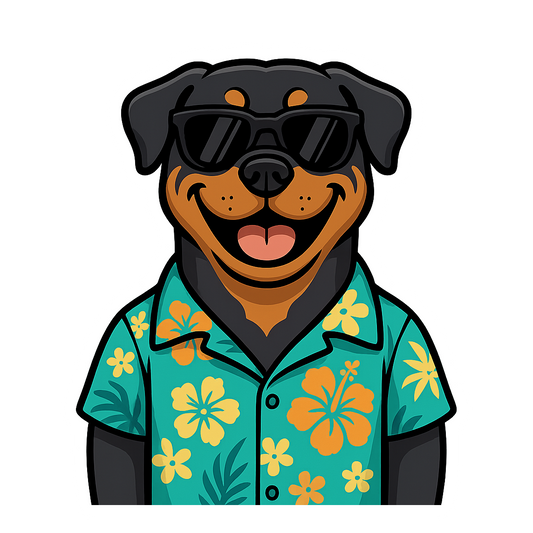 Tropical Rottweiler - Bordered Artwork