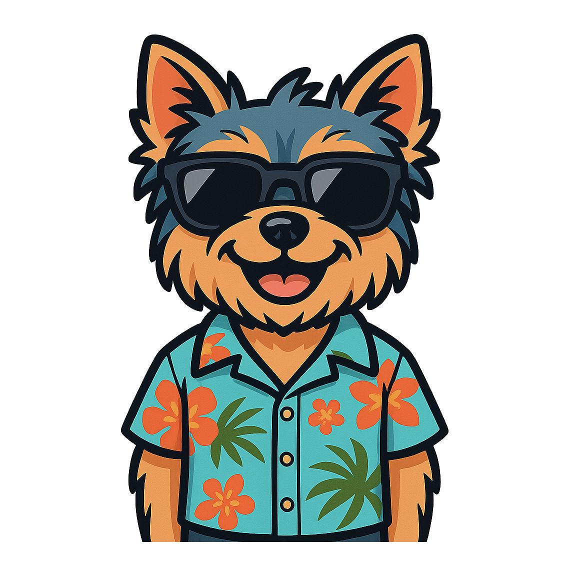 Tropical Yorkshire Terrier - Bordered Artwork