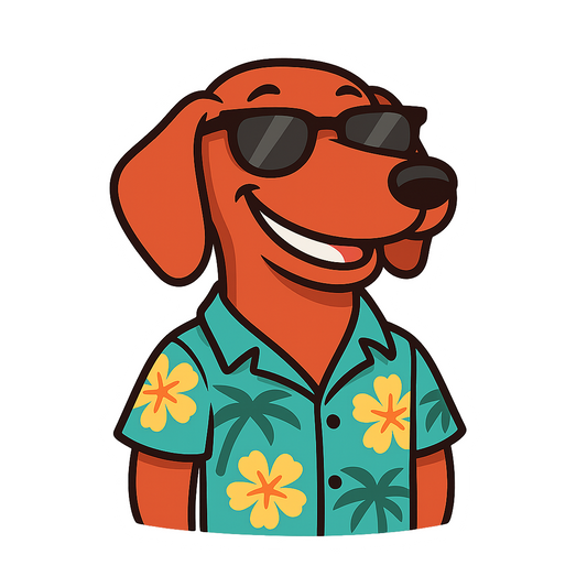 Tropical Red Dachshund - Bordered Artwork