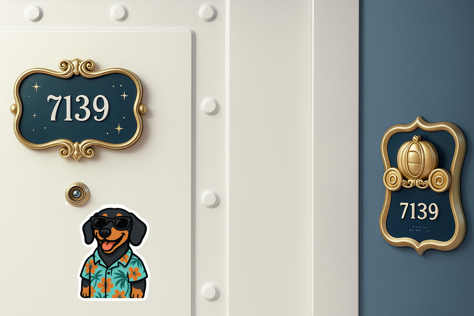 Tropical Black Dachshund - Door Style 2 Mockup