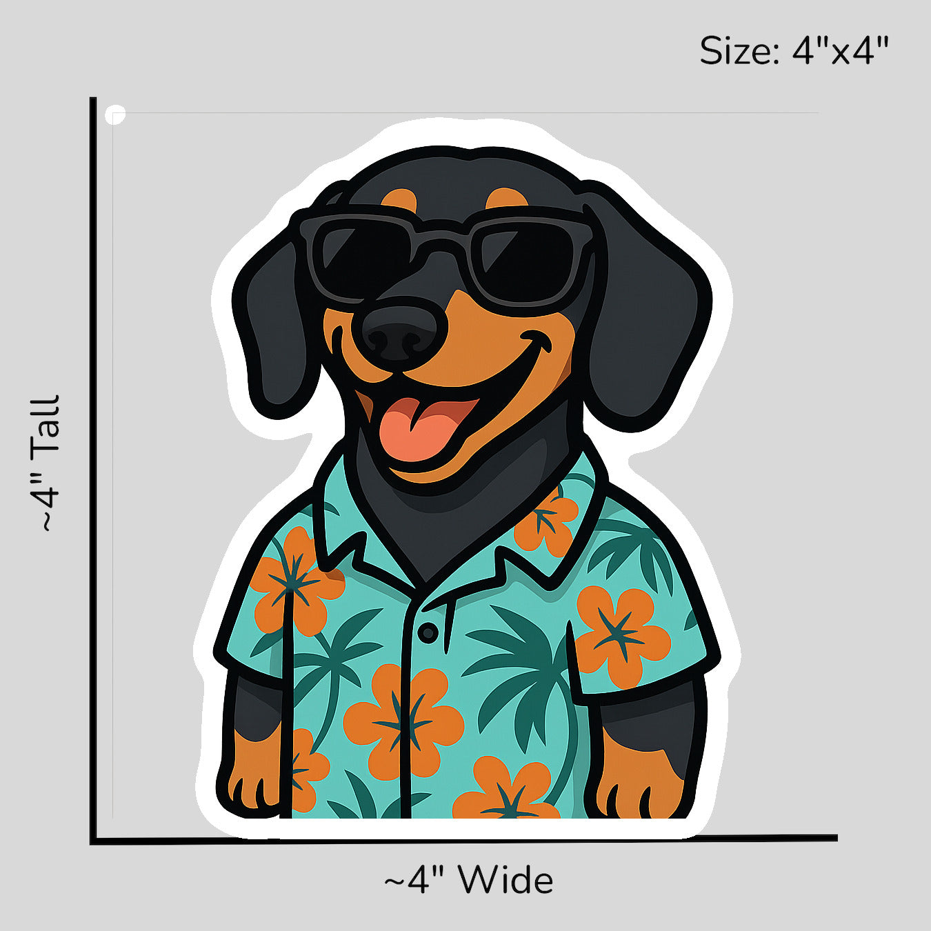 Tropical Black Dachshund - Size Reference Mockup