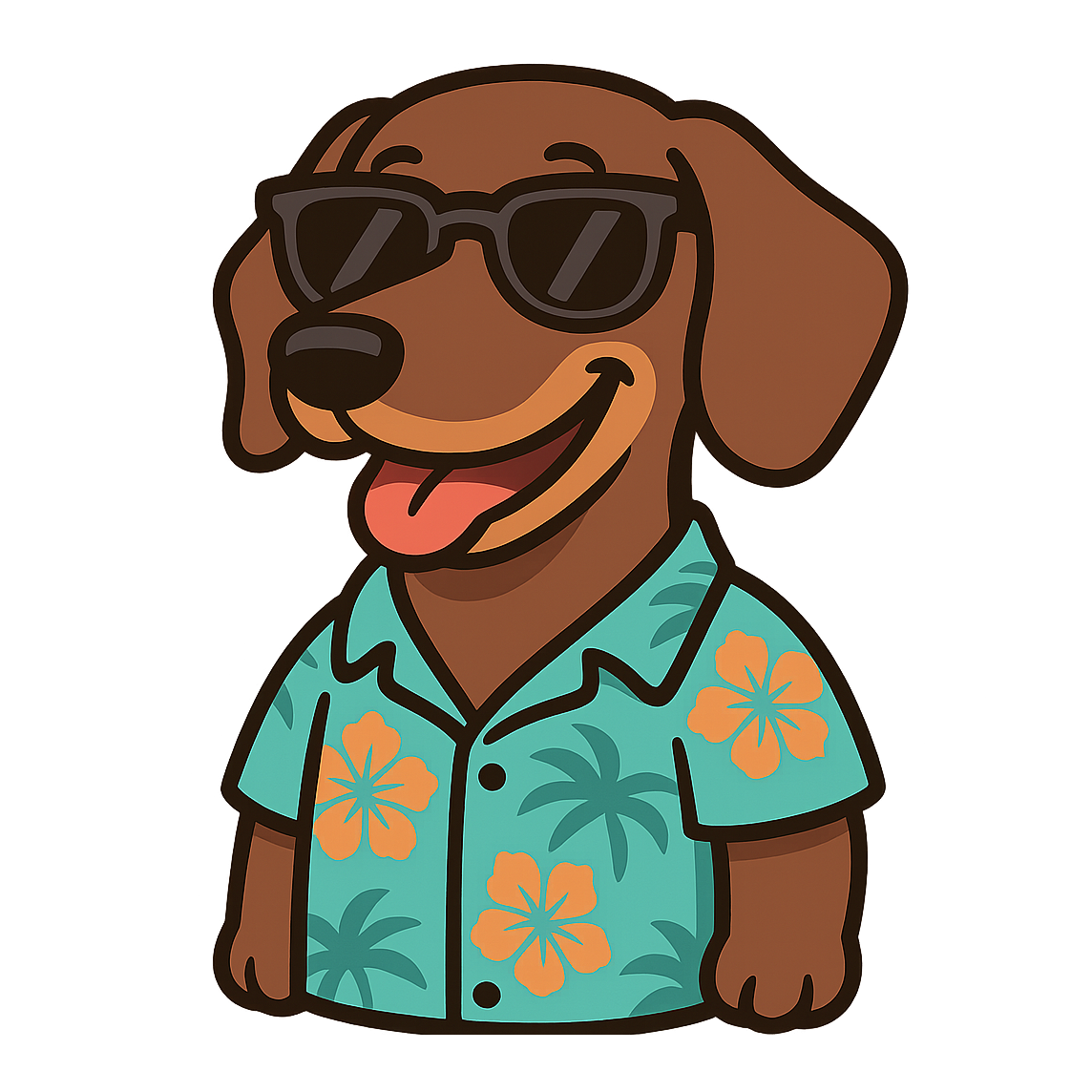 Tropical Chocolate Dachshund - Bordered Artwork