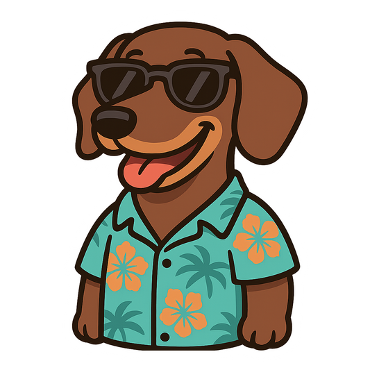 Tropical Chocolate Dachshund - Bordered Artwork