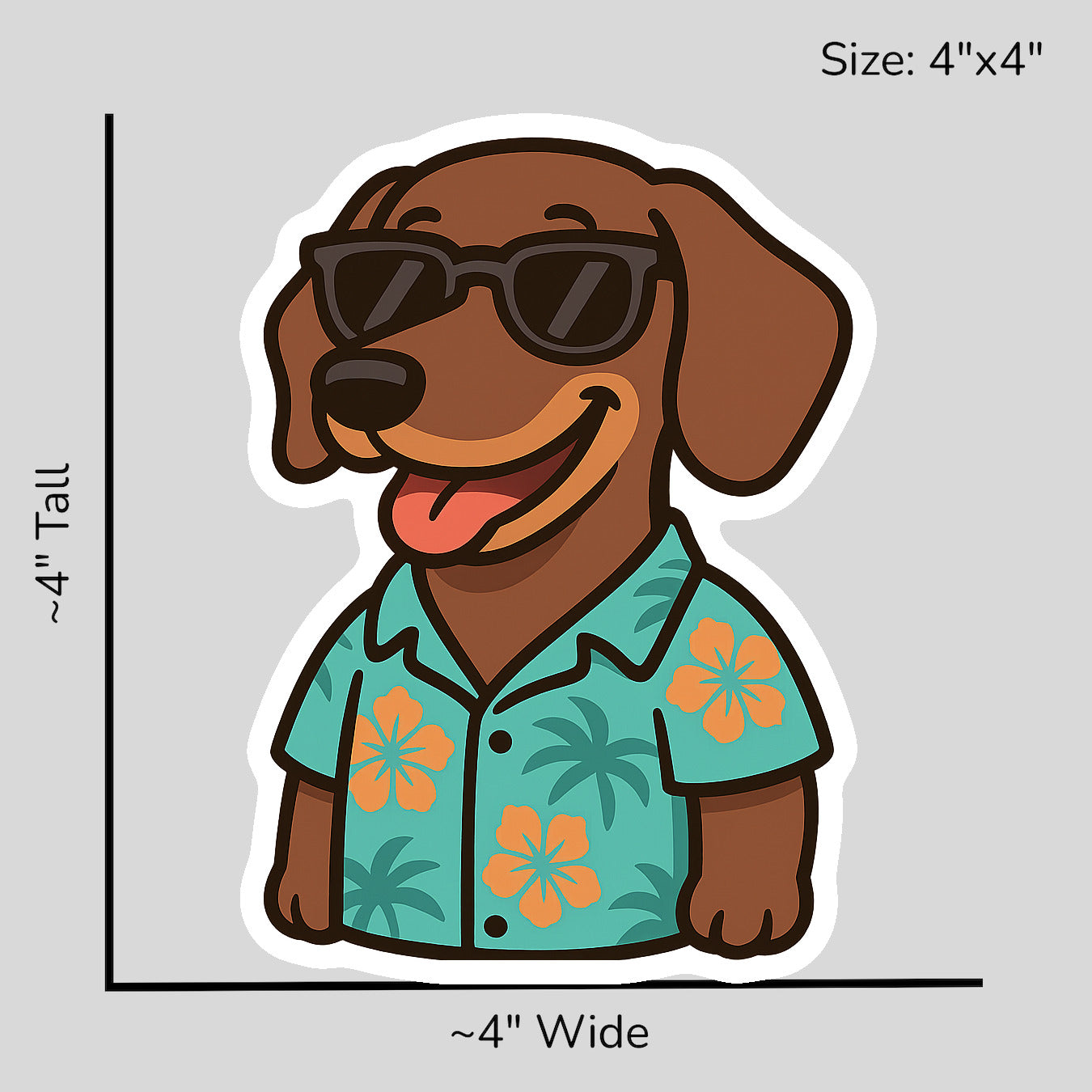 Tropical Chocolate Dachshund - Size Reference Mockup