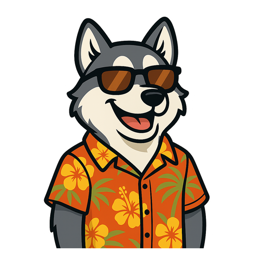 Tropical Gray Husky - Bordered Artwork