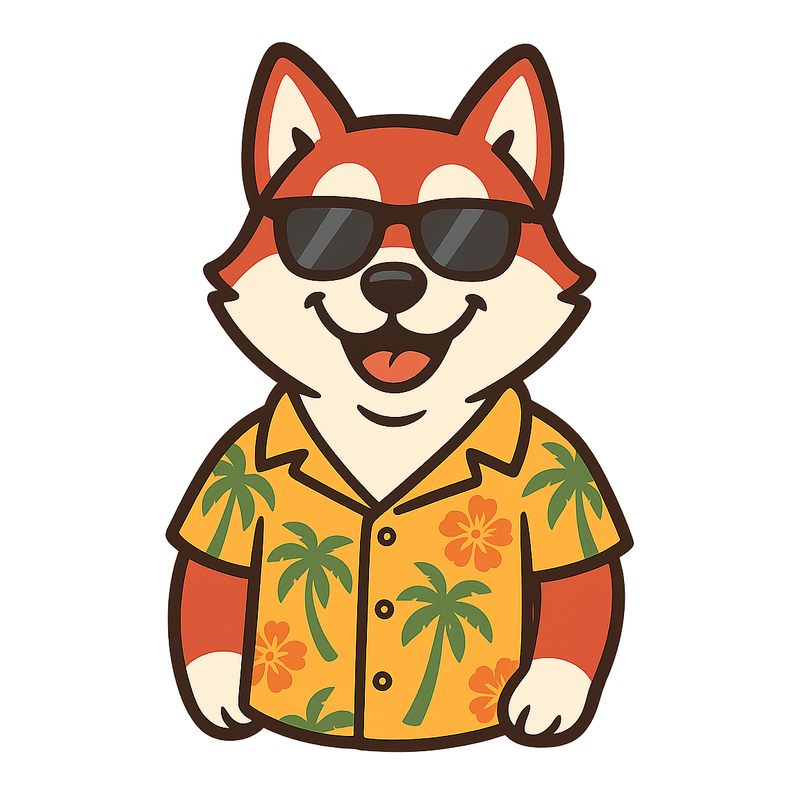 Tropical Red Husky - Bordered Artwork