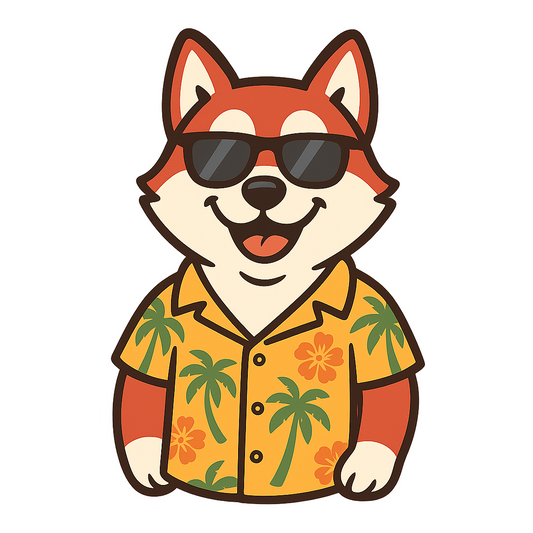 Tropical Red Husky - Bordered Artwork