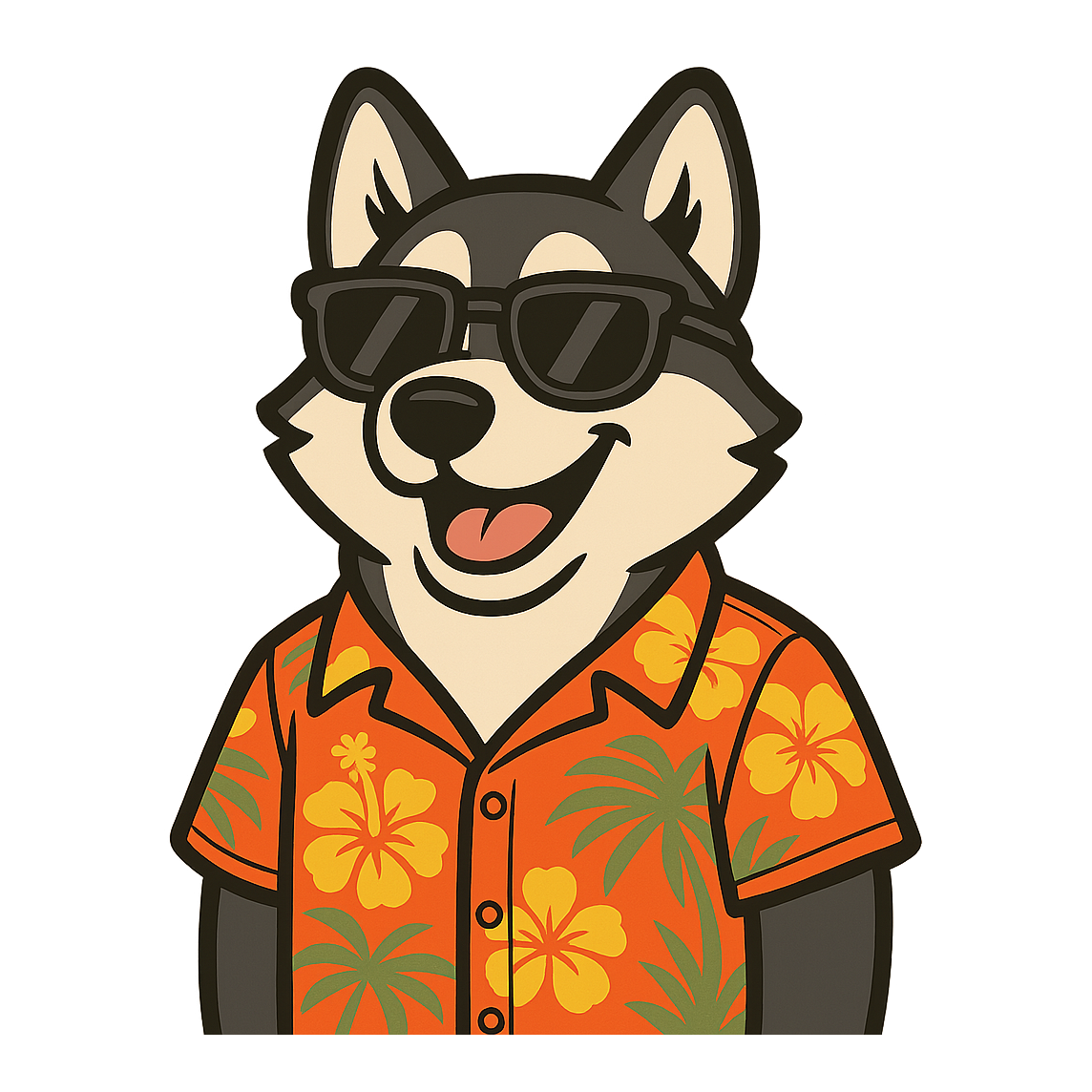 Tropical Black Husky - Bordered Artwork