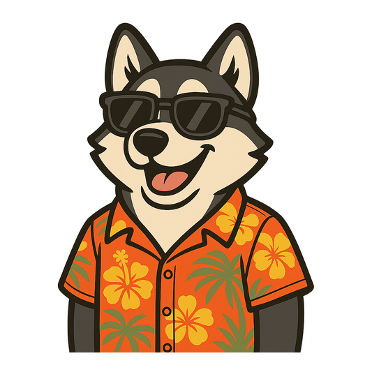 Tropical Black Husky - Bordered Artwork