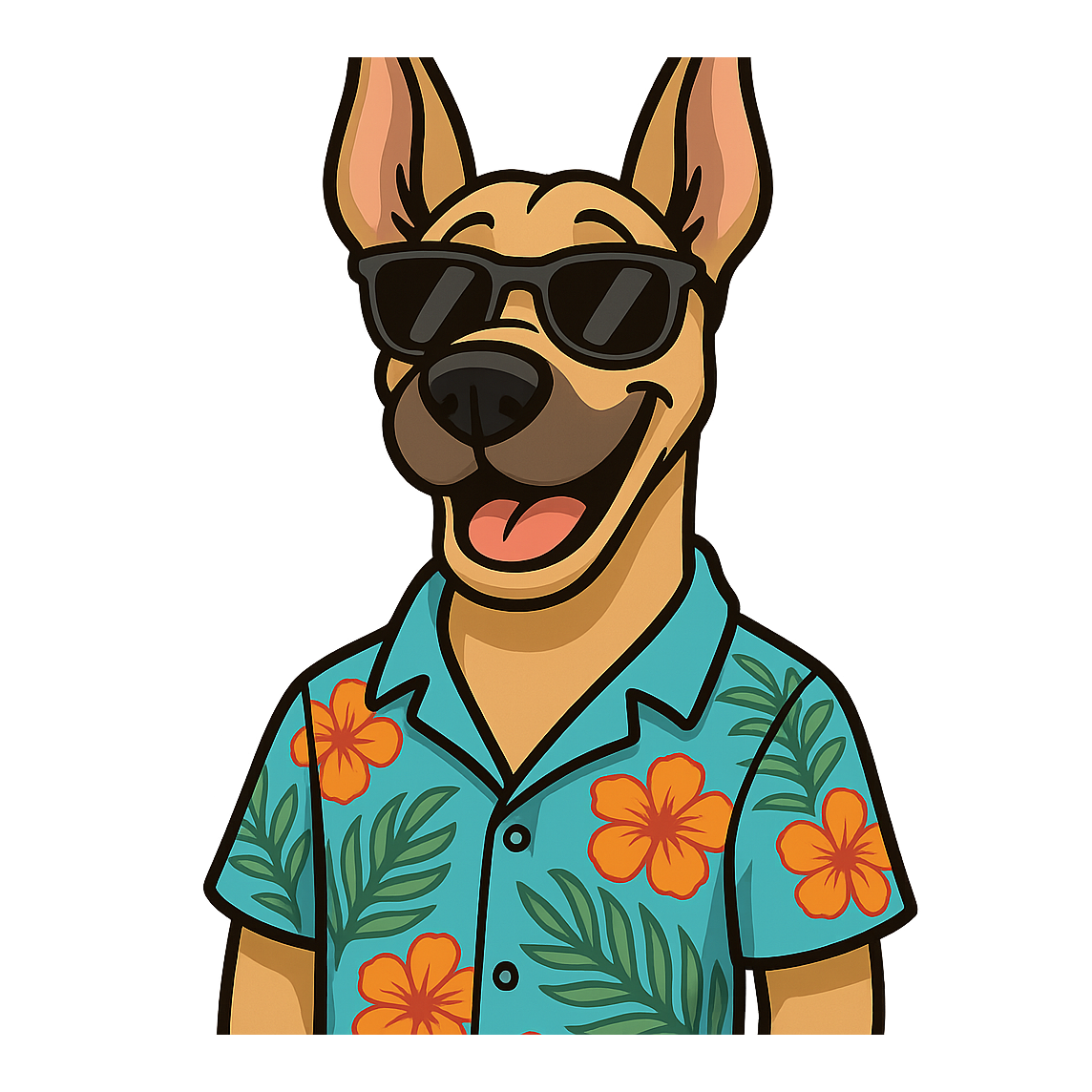 Tropical Fawn Great Dane - Bordered Artwork