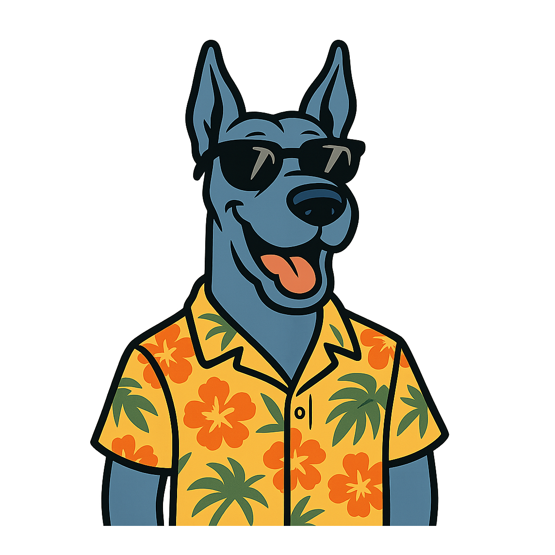 Tropical Blue Great Dane - Bordered Artwork