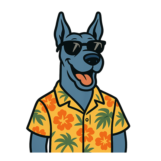 Tropical Blue Great Dane - Bordered Artwork