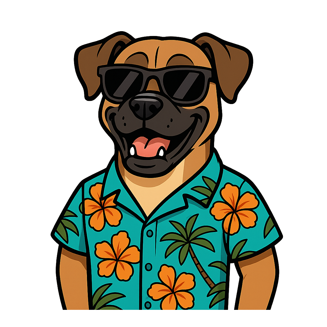 Tropical Fawn Boxer - Bordered Artwork