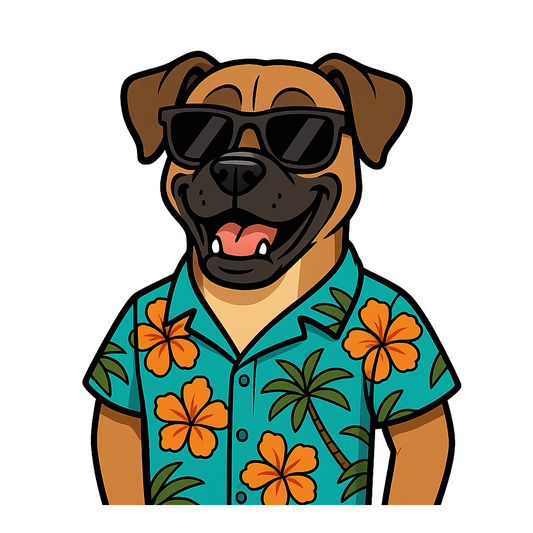 Tropical Fawn Boxer - Bordered Artwork