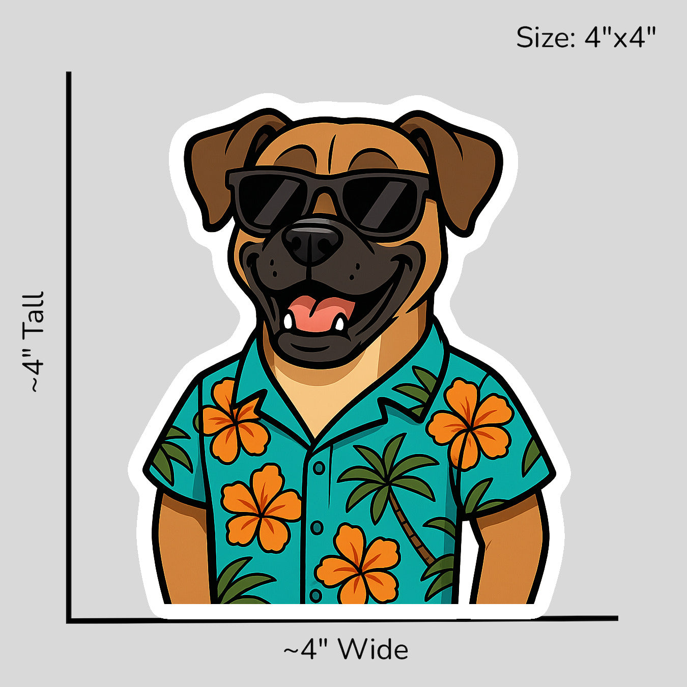 Tropical Fawn Boxer - Size Reference Mockup