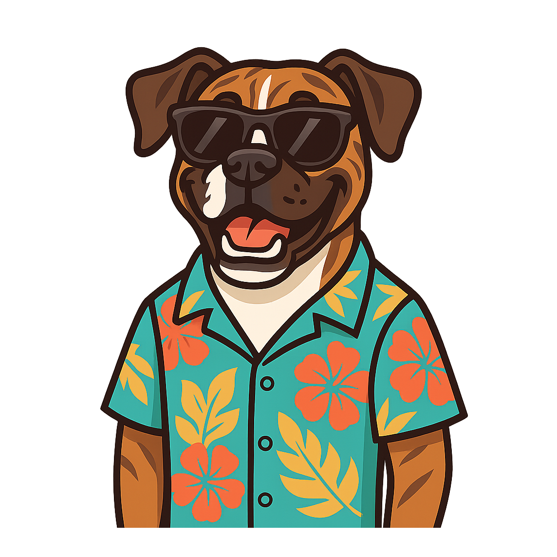 Tropical Brindle Boxer - Bordered Artwork