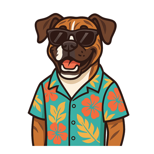 Tropical Brindle Boxer - Bordered Artwork