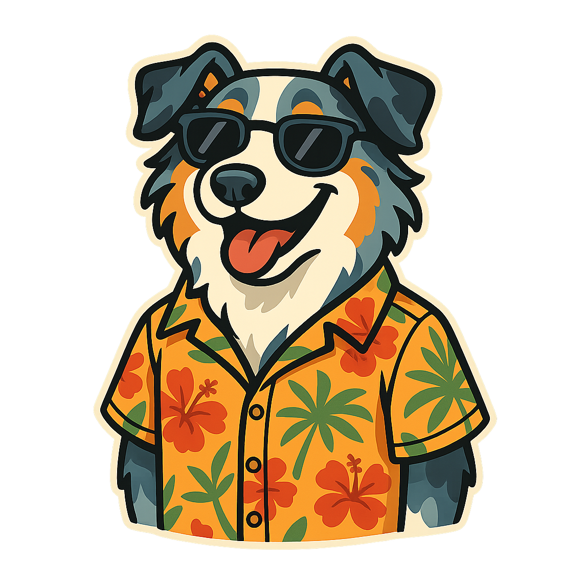 Tropical Blue Merle Australian Shepherd - Bordered Artwork