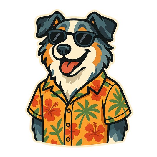Tropical Blue Merle Australian Shepherd - Bordered Artwork