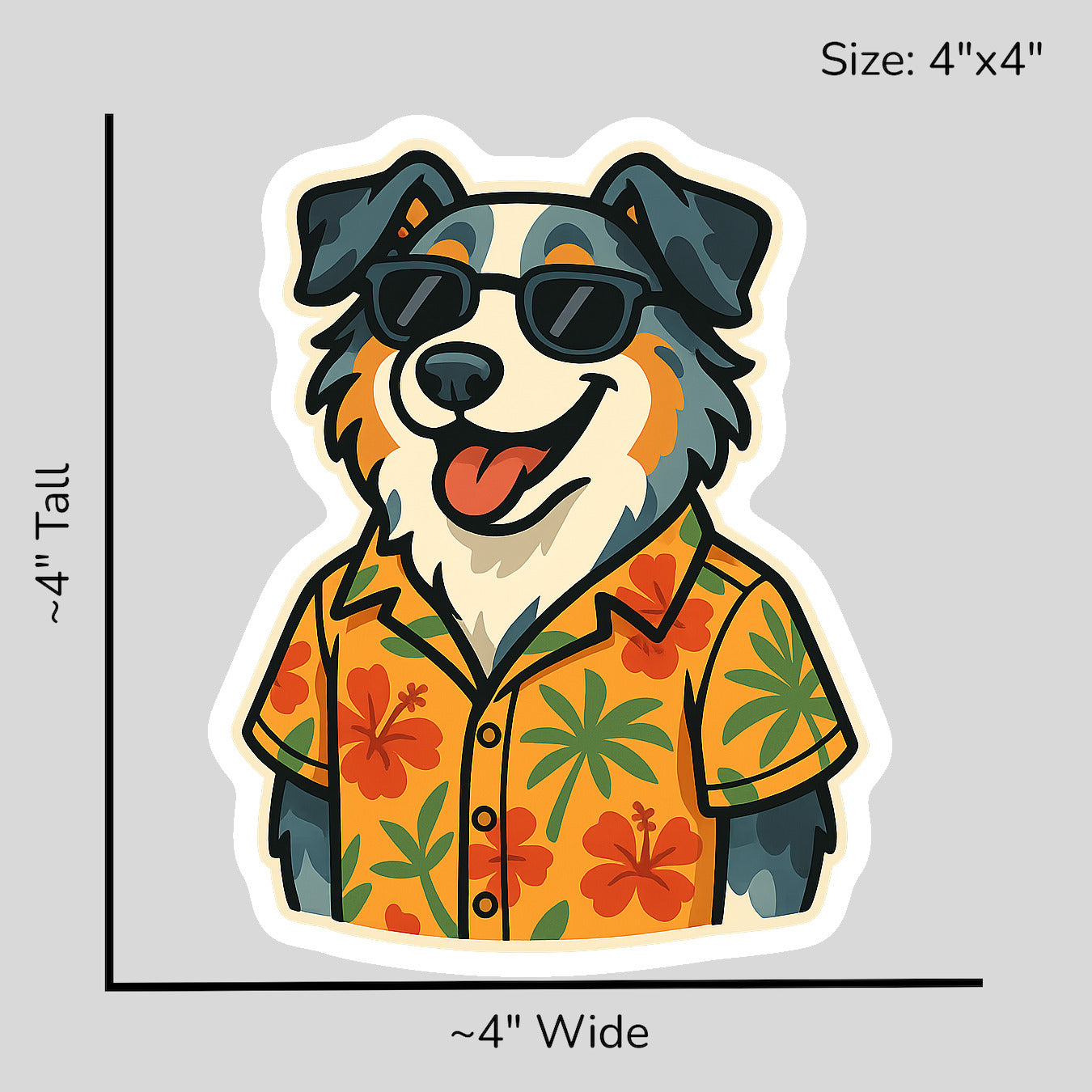 Tropical Blue Merle Australian Shepherd - Size Reference Mockup