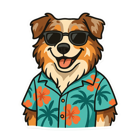 Tropical Red Merle Australian Shepherd - Bordered Artwork