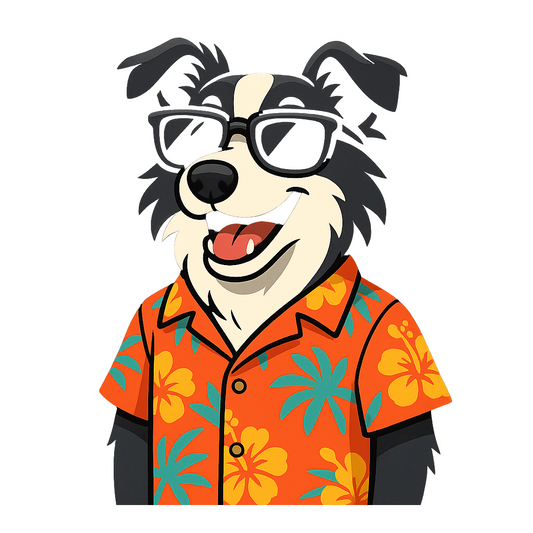 Tropical Black Border Collie - Bordered Artwork
