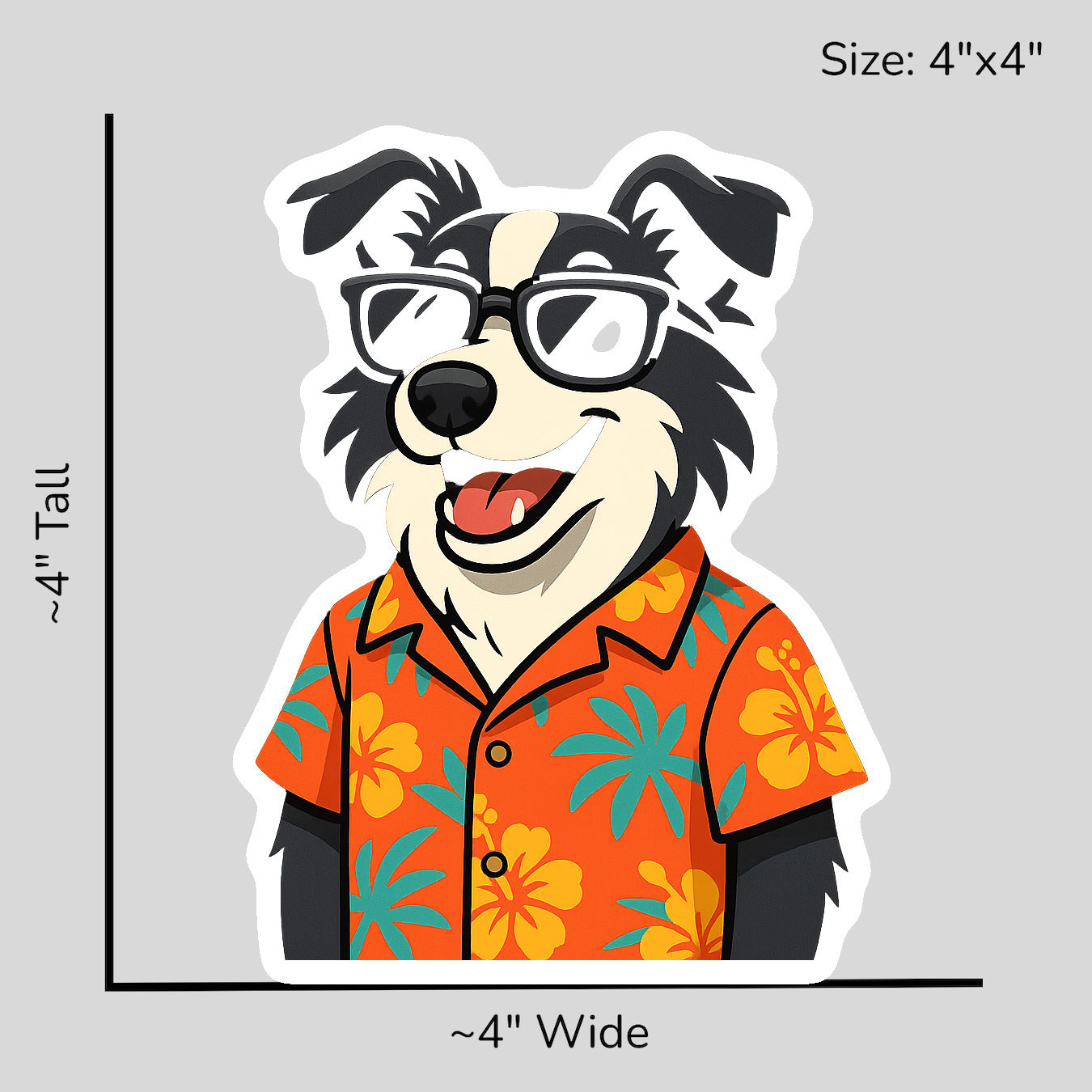 Tropical Black Border Collie - Size Reference Mockup