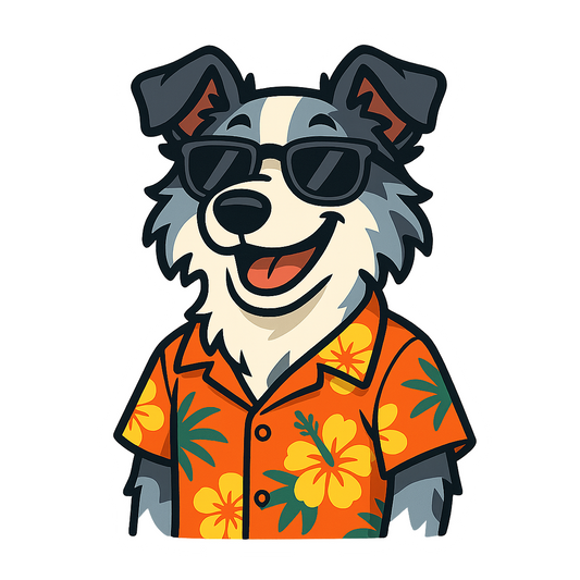 Tropical Blue Merle Border Collie - Bordered Artwork