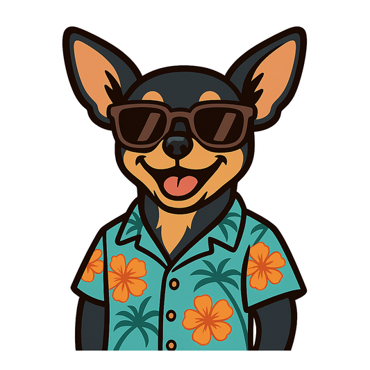 Tropical Black Chihuahua - Bordered Artwork