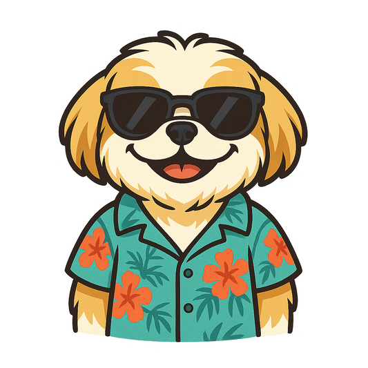 Tropical Gold Shih Tzu - Bordered Artwork