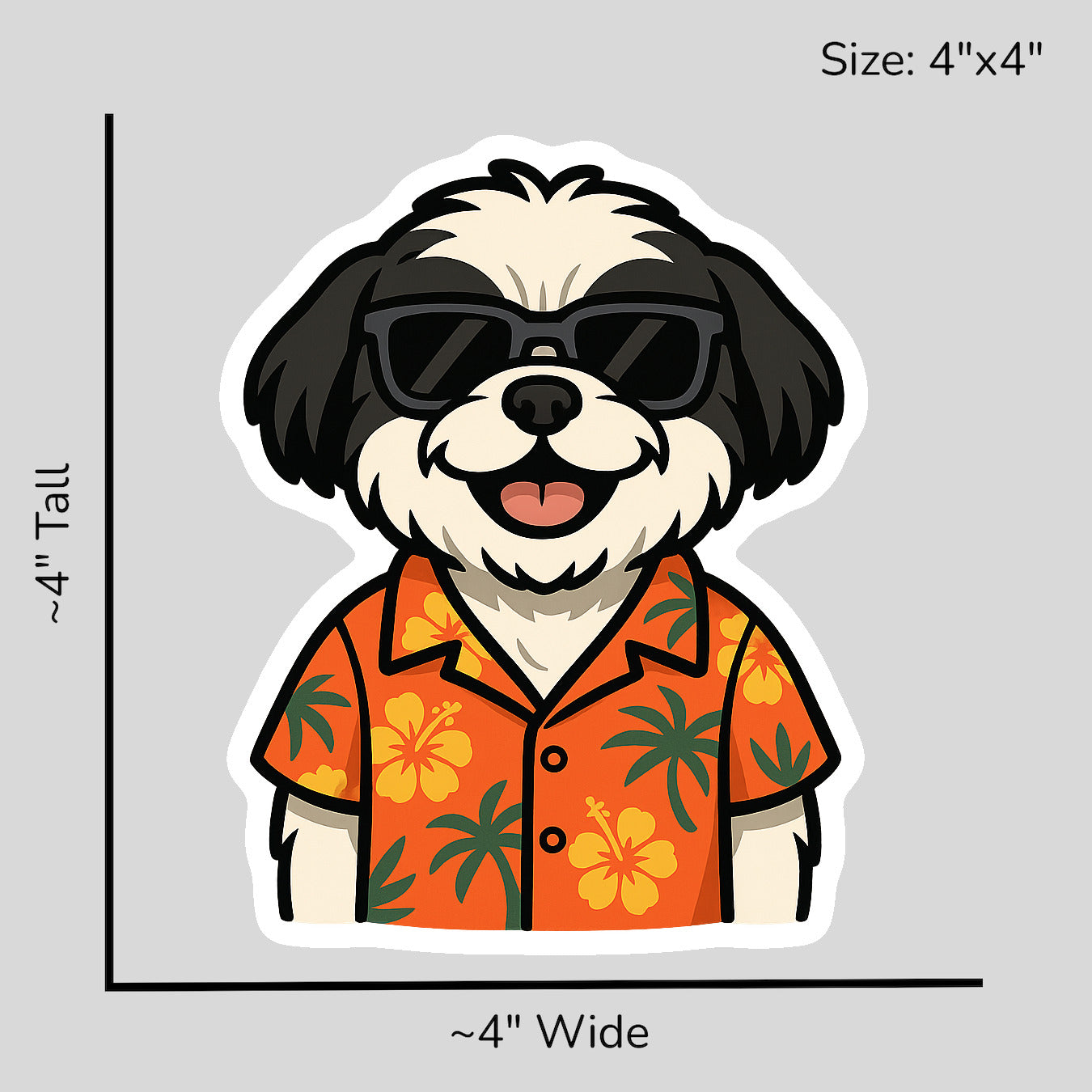 Tropical Black Shih Tzu - Size Reference Mockup
