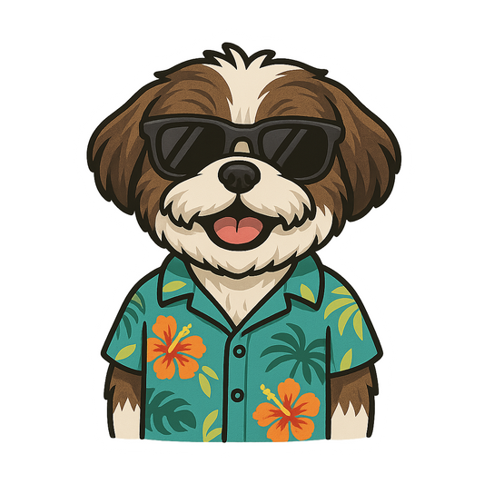 Tropical Brindle Shih Tzu - Bordered Artwork