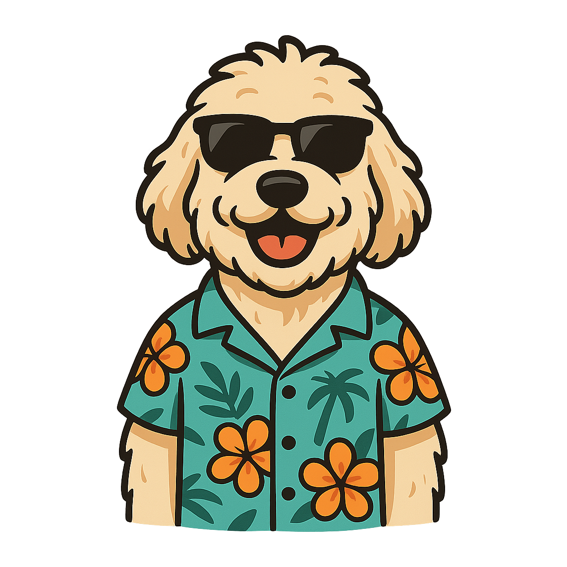 Tropical Cream Goldendoodle - Bordered Artwork