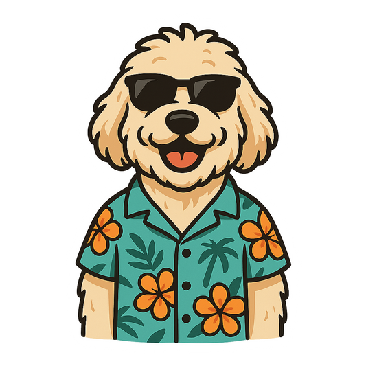 Tropical Cream Goldendoodle - Bordered Artwork