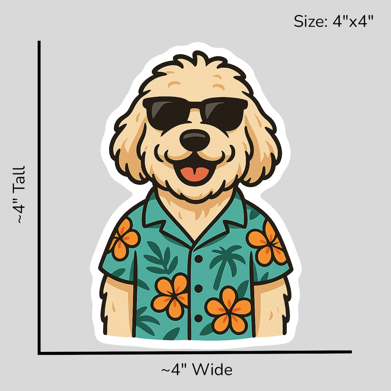 Tropical Cream Goldendoodle - Size Reference Mockup