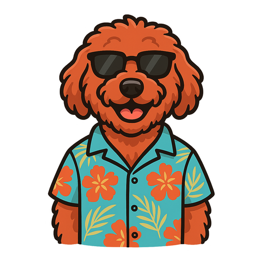 Tropical Red Goldendoodle - Bordered Artwork