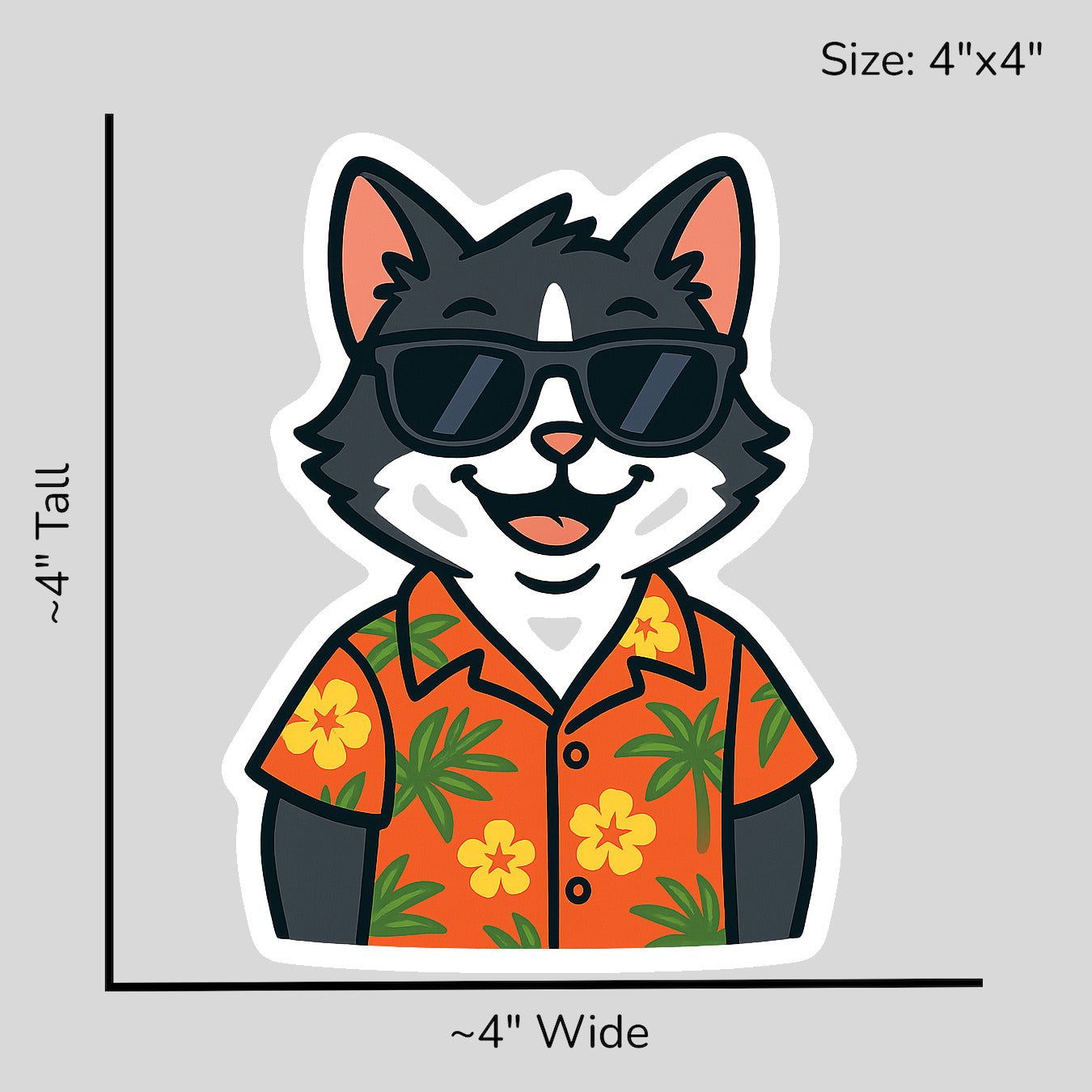 Tropical Tuxedo Cat - Size Reference Mockup