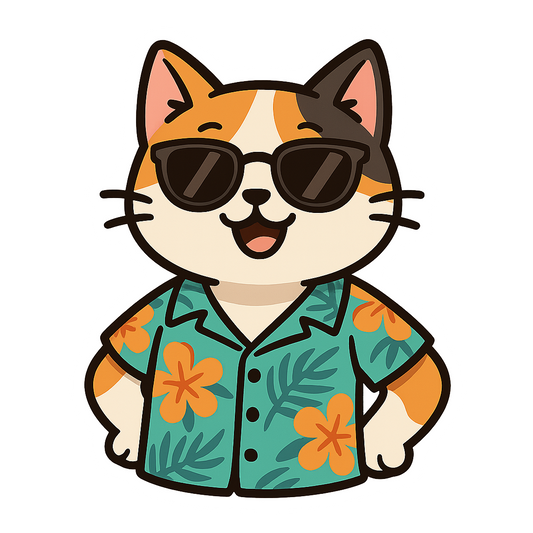 Tropical Calico Cat - Bordered Artwork