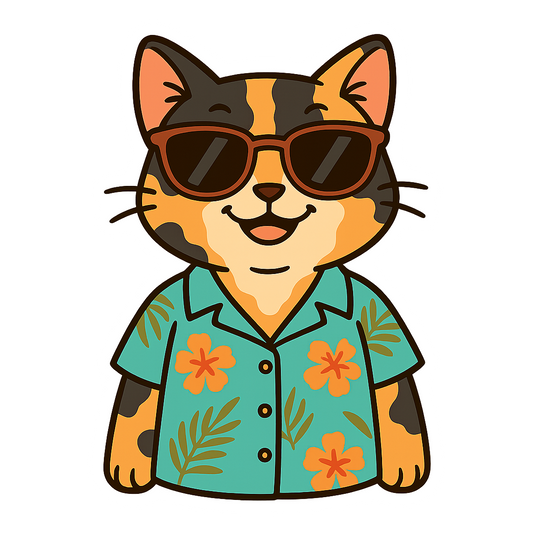 Tropical Tortoiseshell Cat - Bordered Artwork