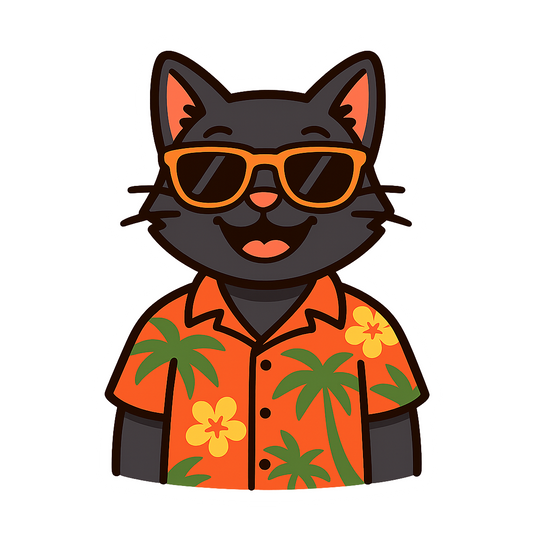 Tropical Black Cat - Bordered Artwork