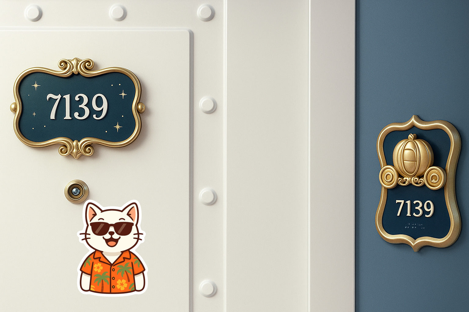 Tropical White Cat - Door Style 2 Mockup
